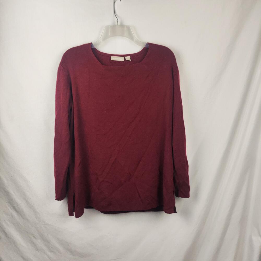Vintage Nordstrom Sweater Womens Large Red Boat Neck Knit Pullover Hong Kong